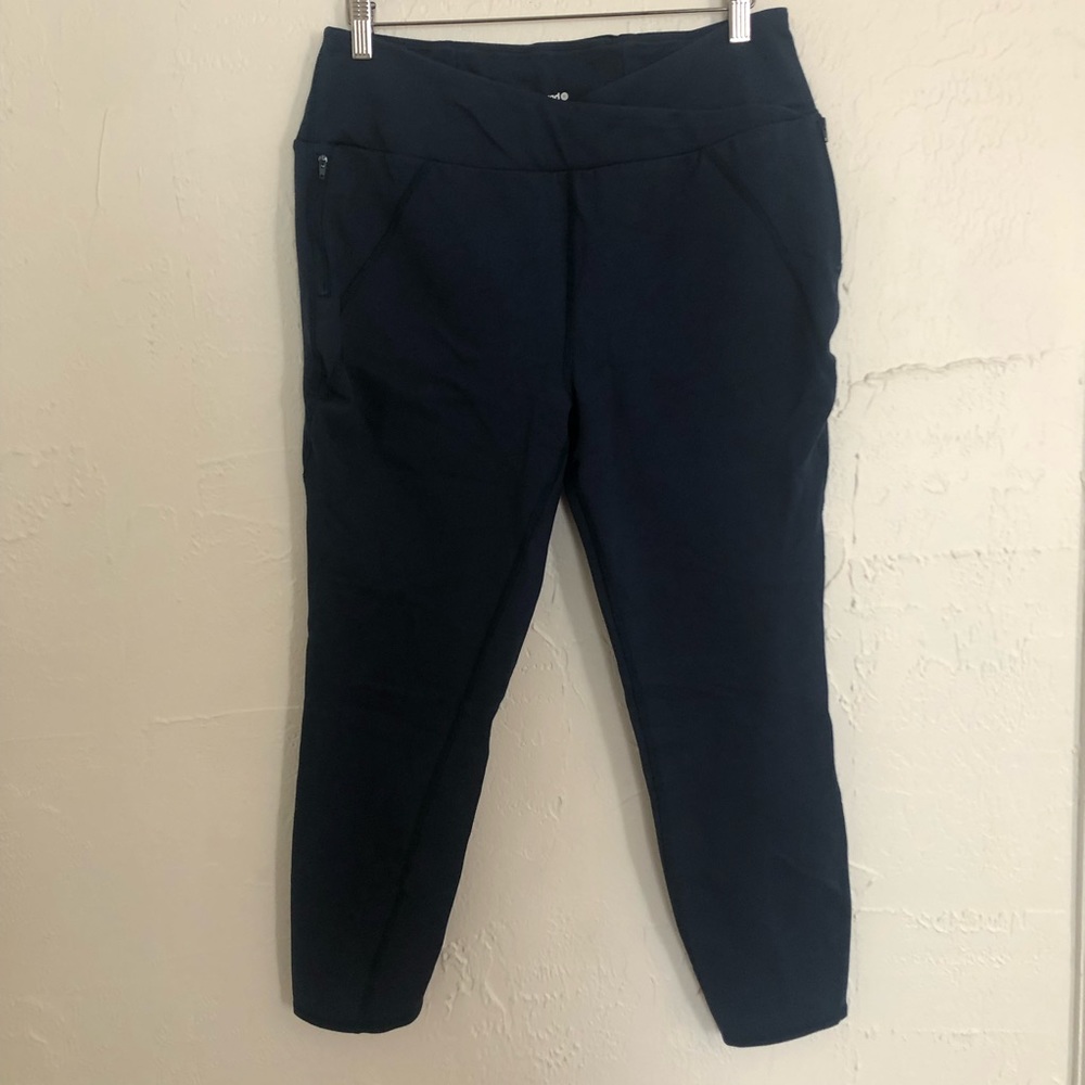 Betabrand Skinny Leg Navy Yoga Pant Comfort Stretch Dress Pant Crossover Front